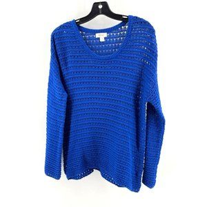 Style & Co Women's Blue 100% Cotton Long Sleeve Open Knit Sweater Size XS